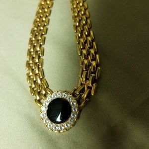 Gold tone Necklace with Rhinestones